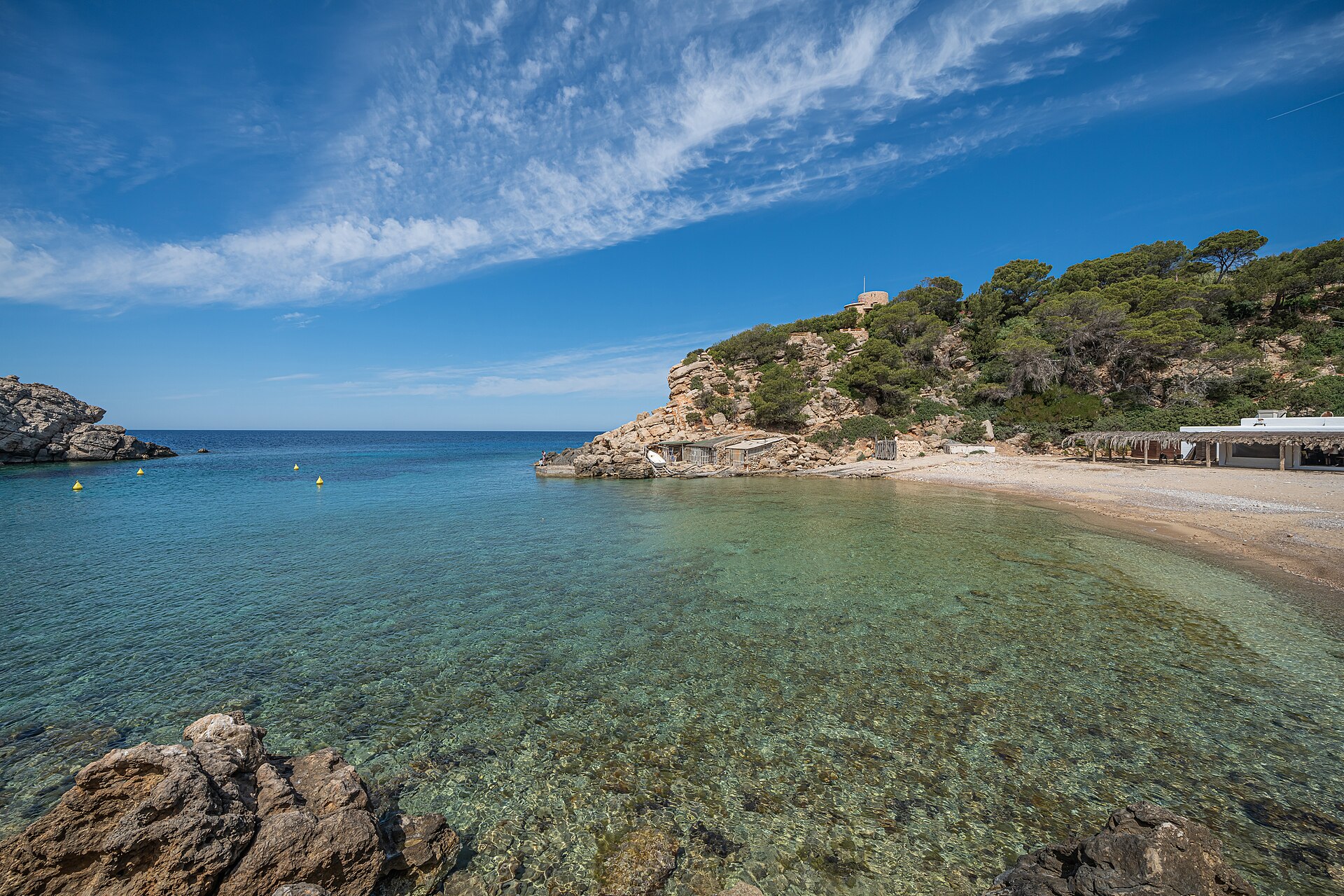 Cala Carbó op water-niveau met kristalhelder turquoise water