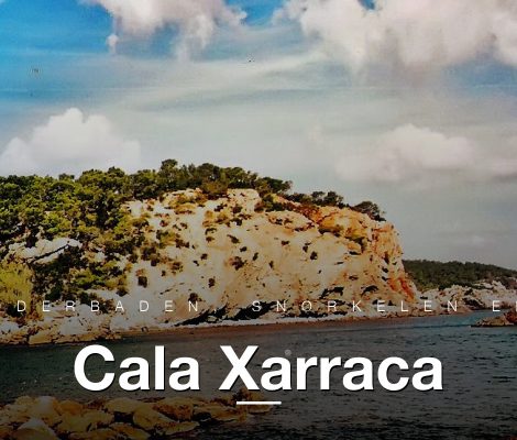 Cala Xarraca aan de noordkust van Ibiza met rotsen en heldere baai