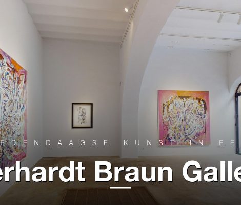 Hoofdvestiging van Gerhardt Braun Gallery in Palma de Mallorca, interieur met grootschalige schilderijen