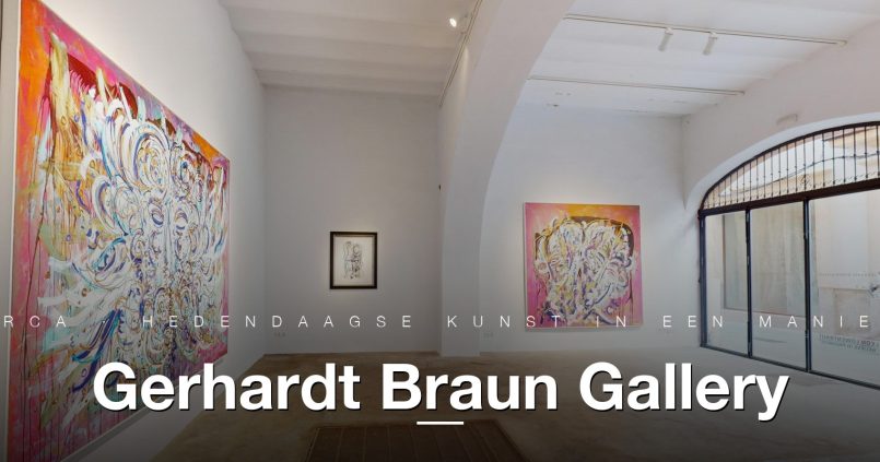 Hoofdvestiging van Gerhardt Braun Gallery in Palma de Mallorca, interieur met grootschalige schilderijen