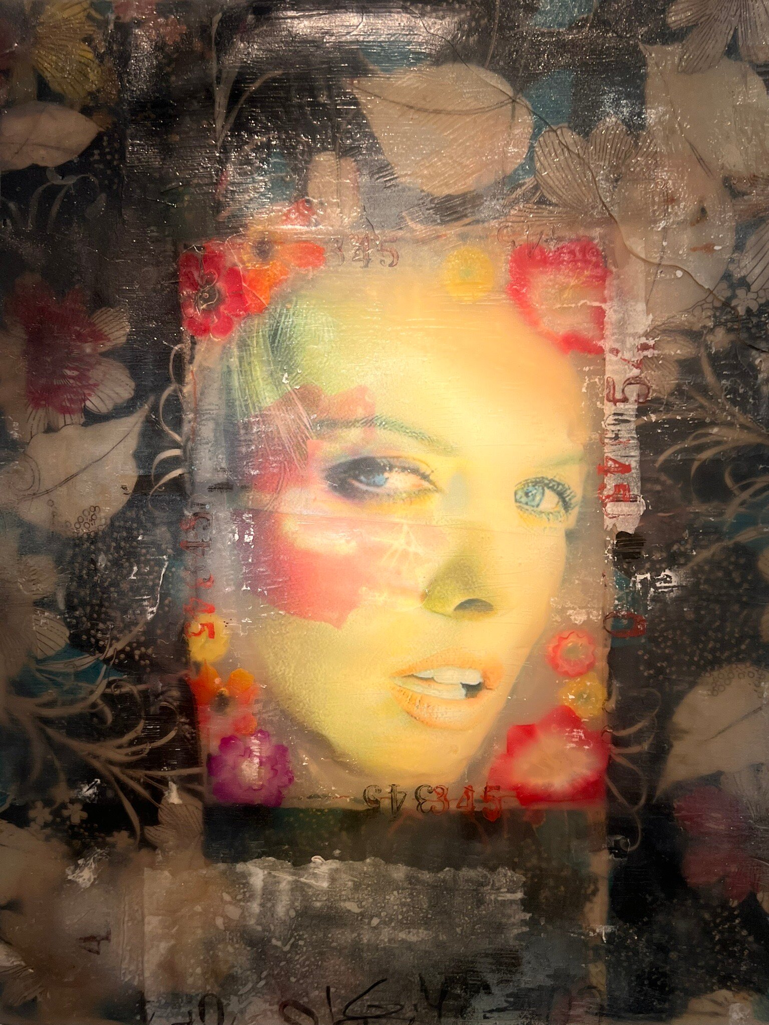 Mixed-media portret-kunstwerk bij Gerhardt Braun Gallery