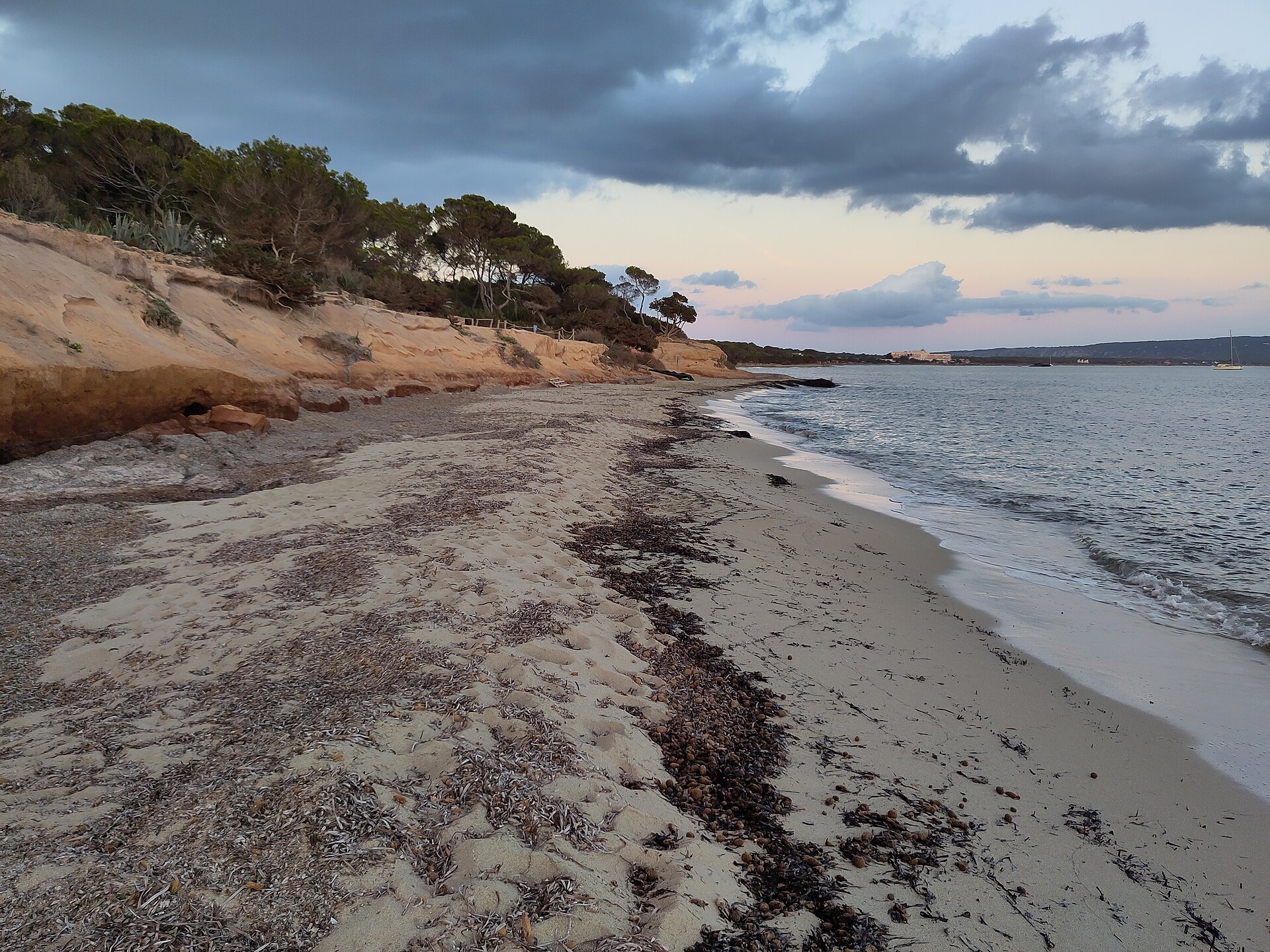 Platja de Migjorn Formentera: het langste strand met iconische strand-bars 2 Platja del Mal Pas, een sectie van Migjorn, in de schemering